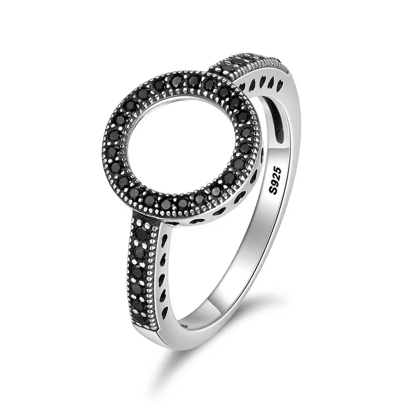 Genuine 925 Sterling Silver CZ Circle Ring