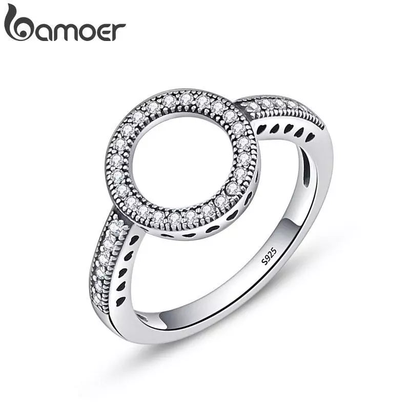 Genuine 925 Sterling Silver CZ Circle Ring