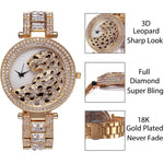 Crystal Diamond Leopard Quartz Gold Watch