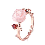 Special Pink Rose Natural Gemstone 925 Sterling Silver Ring