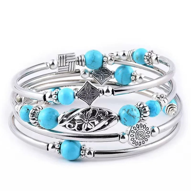 Natural Turquoise Wrapped Bracelet
