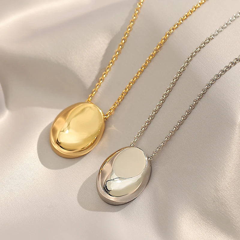 Oval Pendant Gold Necklace