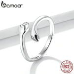 925 Sterling Silver Hug Warmth and Love Hand Adjustable Ring