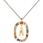 Colored Zircon Letter Necklace