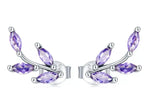 Genuine 925 Sterling Silver Purple Branch Stud Earrings