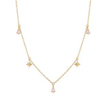 925 Sterling Silver Pink Zircon Charm Necklace