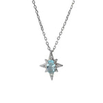 925 Sterling Silver Simple Opal Star Necklace