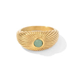 Green Stone Geometric Wrap Ring