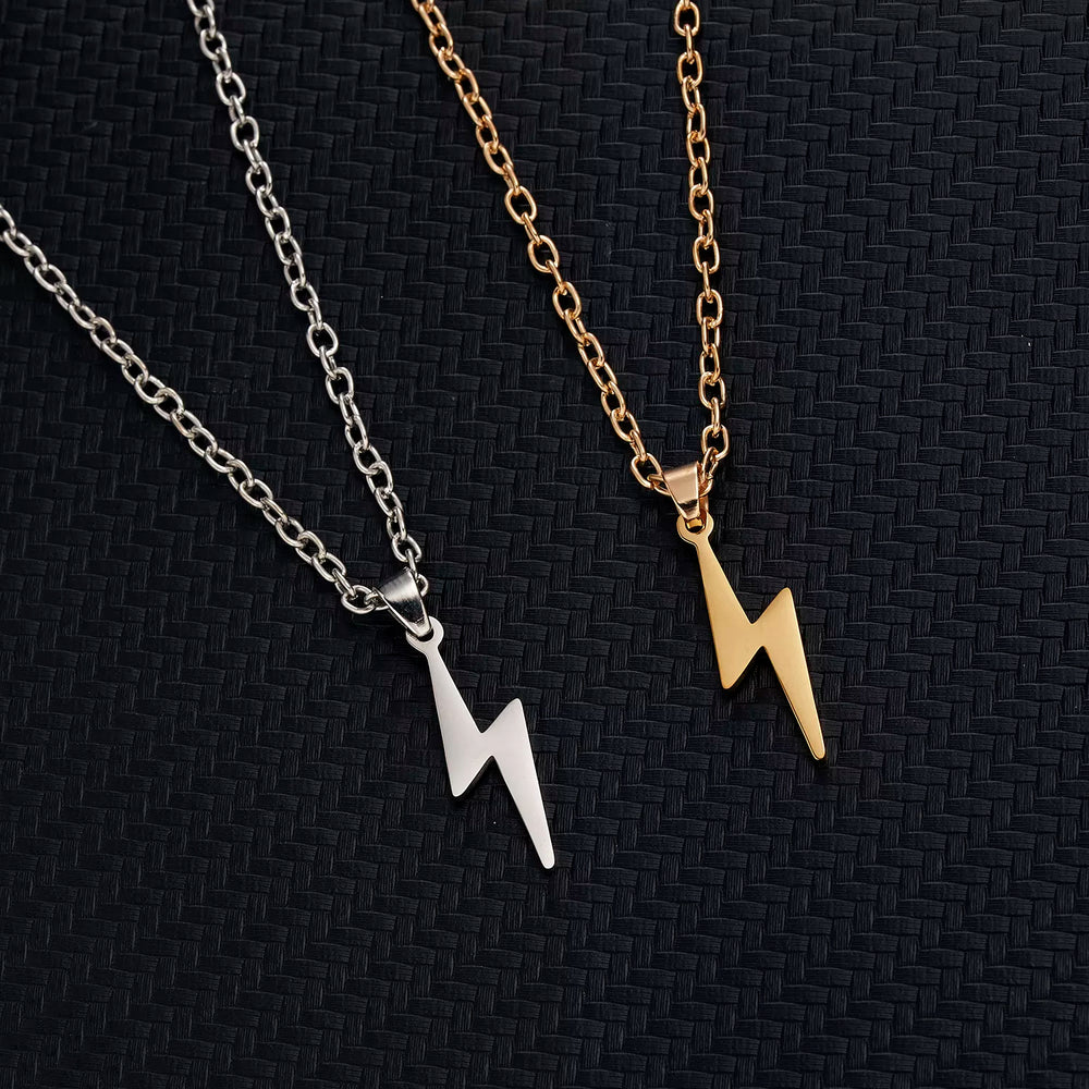 Long Chain Small Lightning Pendant Necklace