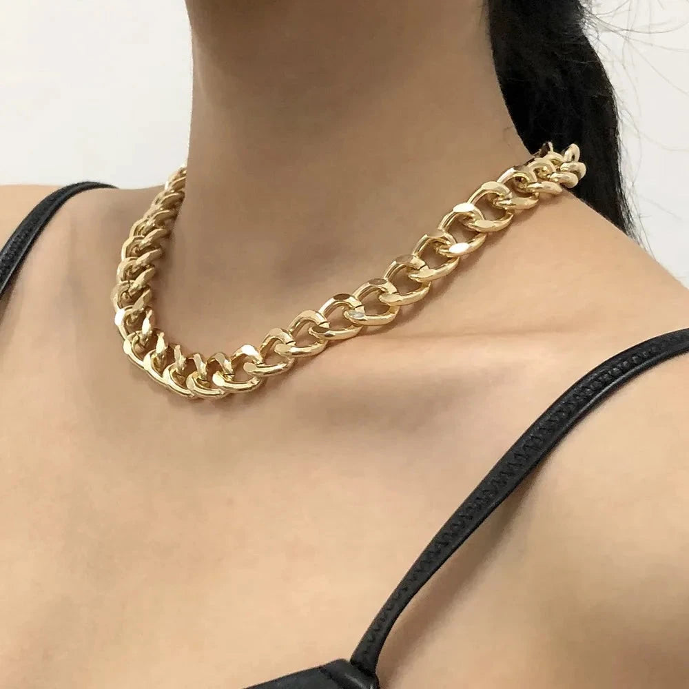 Chunky Thick Lock Chain Necklace