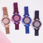 Lucky Flower Luxury Ladies Rhinestone Watches Bracelet Set