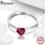 925 Sterling Silver Red Love Heart Ring