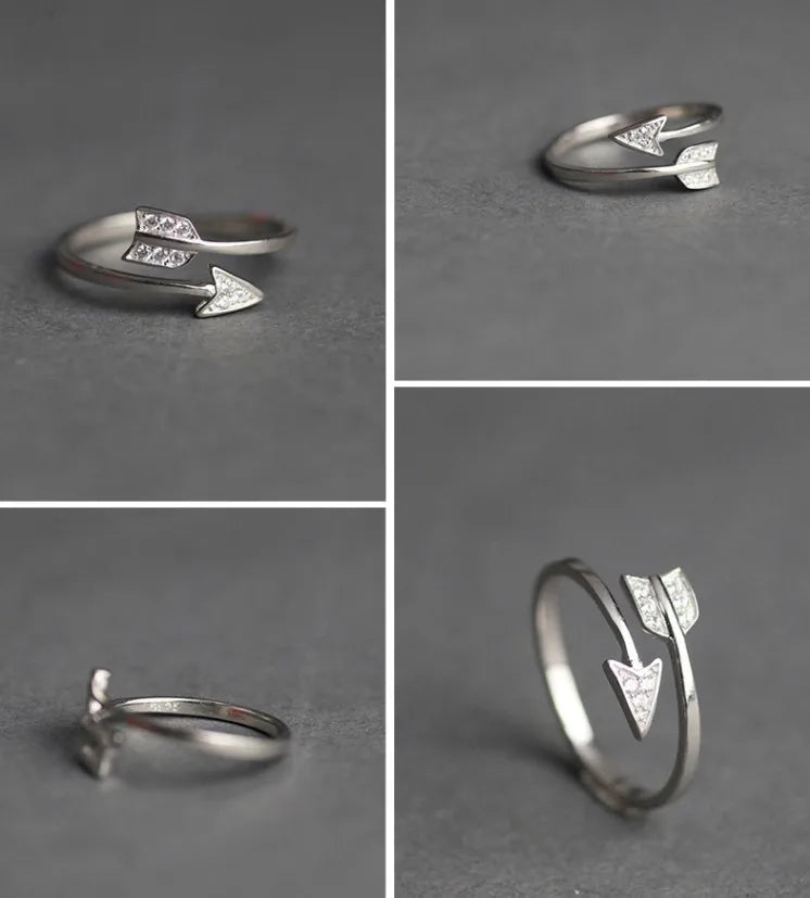 Silver Plated Arrow Crystal Ring