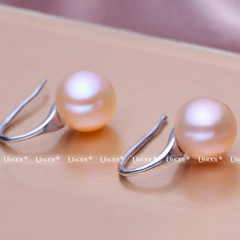 Genuine Natural Freshwater Pearl Earrings 925 Sterling Silver