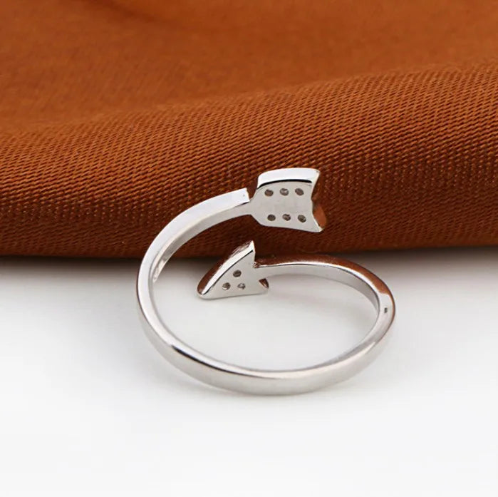 Silver Plated Arrow Crystal Ring