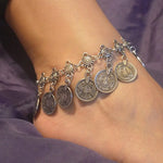 Vintage Bohemian Gypsy Coin Tassel Beach Anklet