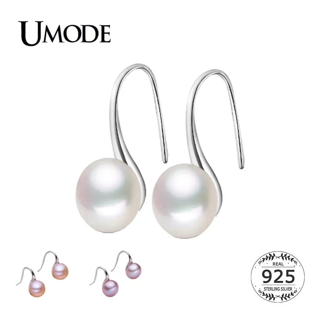 Genuine Natural Freshwater Pearl Earrings 925 Sterling Silver