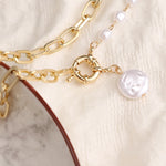 Layered Pearl Thick Chains Pendant Necklace