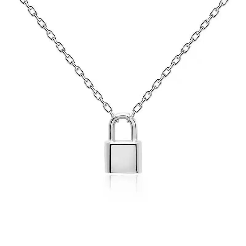 925 Sterling Silver Padlock Pendant Necklace