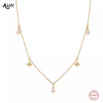 925 Sterling Silver Pink Zircon Charm Necklace